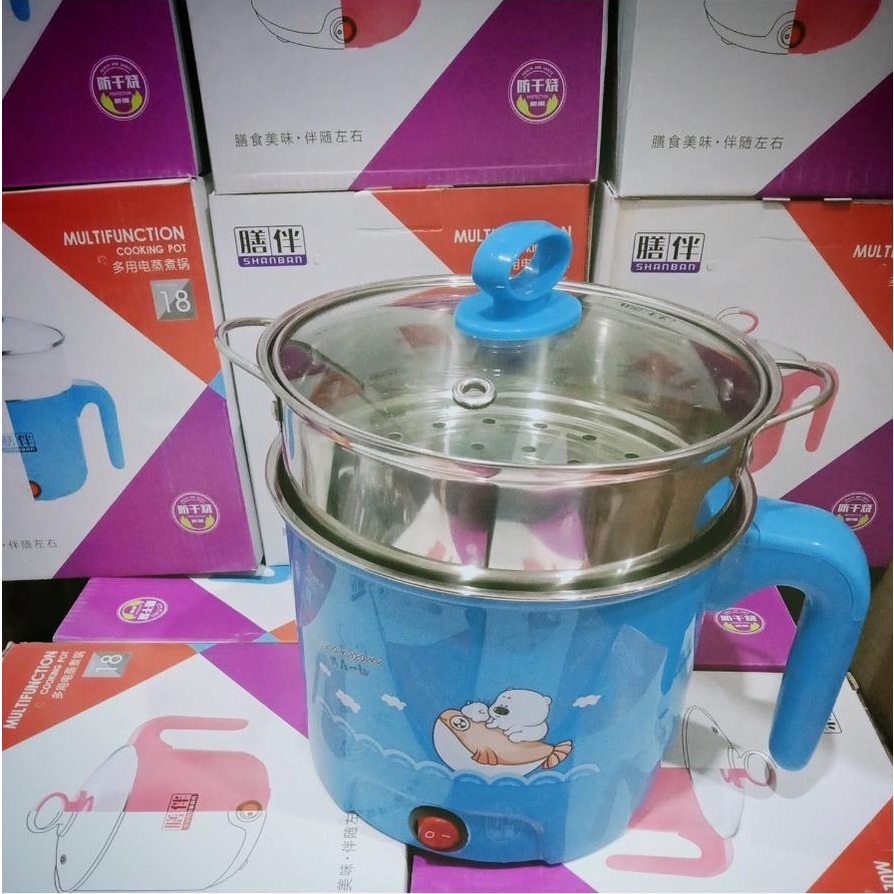Nồi lẩu điện mini cầm tay có lòng hấp - Ca mỳ điện mini