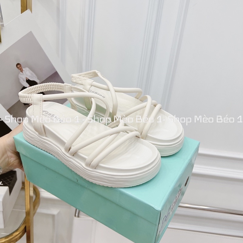Sandal quai mảnh đan chéo đế bằng fullbox hàng quảng châu cao cấp