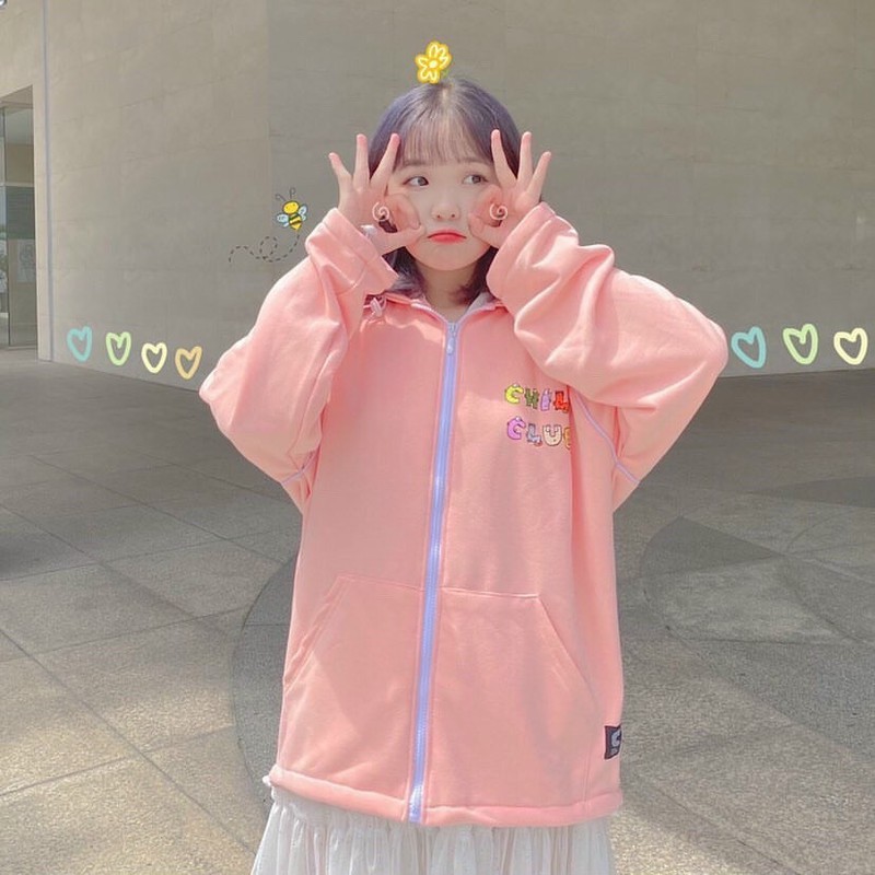 Áo khoác hoodie Chống Nắng Cho nam nữ in hình Chili Club, unisex form rộng có Dây Kéo ulzzang ảnh thật