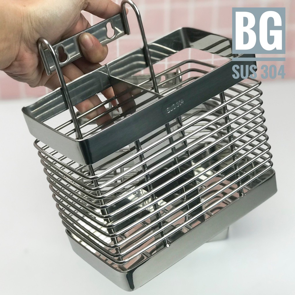Ống đựng Đũa Thìa Và Phụ Kiện Nhà Bếp 2 Ngăn Inox 304 Cao Cấp Chống Gỉ Sét