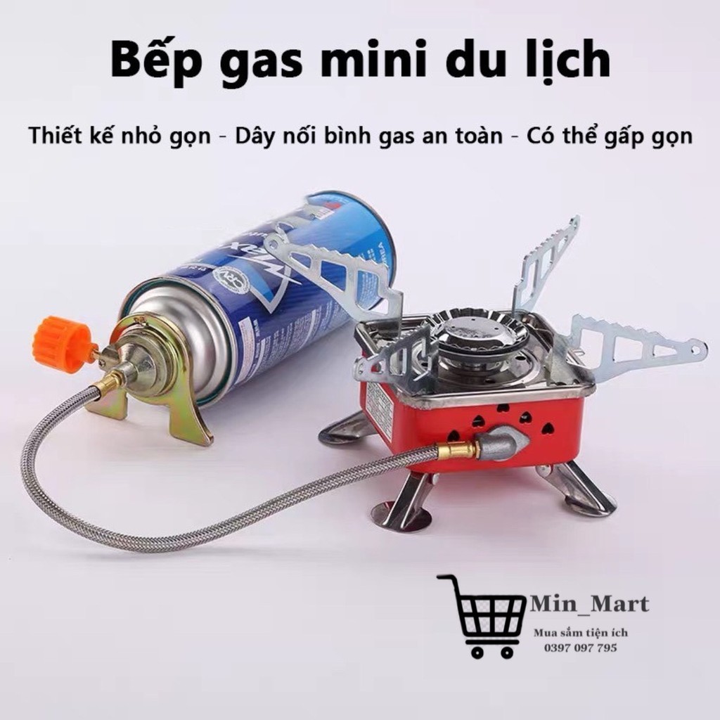 Bếp Gas Mini,Bếp Gas Nhỏ Du Lịch Siêu Tiện Lợi,Có Dây Nối Bình Gas An Toàn, Bếp Gas Inox Dã Ngoại Có Thể Gấp Gọn