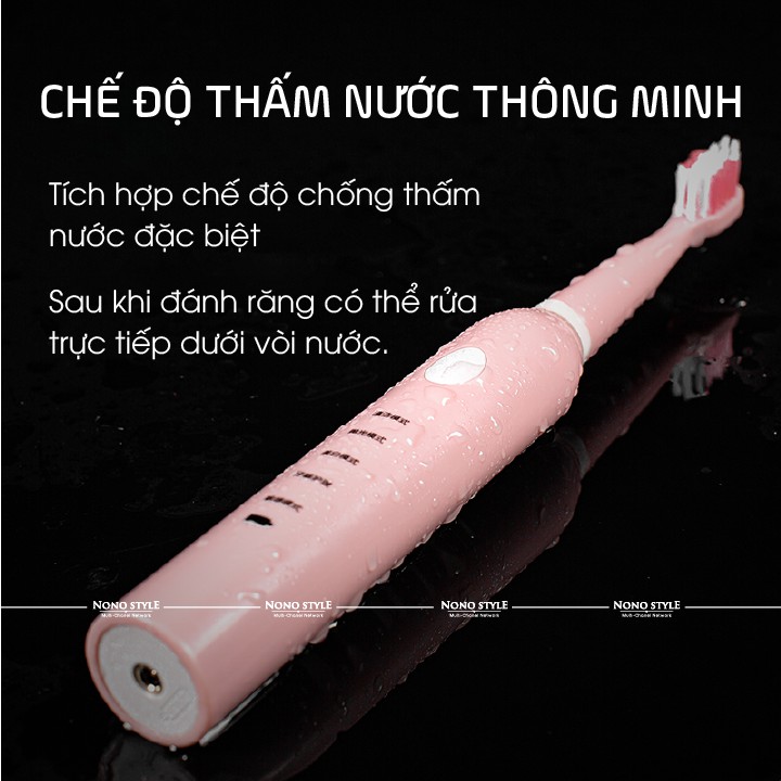 Bàn Chải Điện - Bàn Chải Đánh Răng Thông Minh - 5 Chế Độ - Giúp Răng Sạch,Trắng Sáng - Lông Bàn Chải Mềm Mại - Không Đau