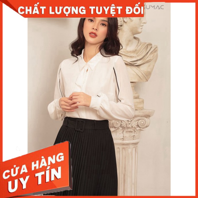 Chân váy khoen dập ly GUMAC VA466_DEN - Hàng nhập khẩu