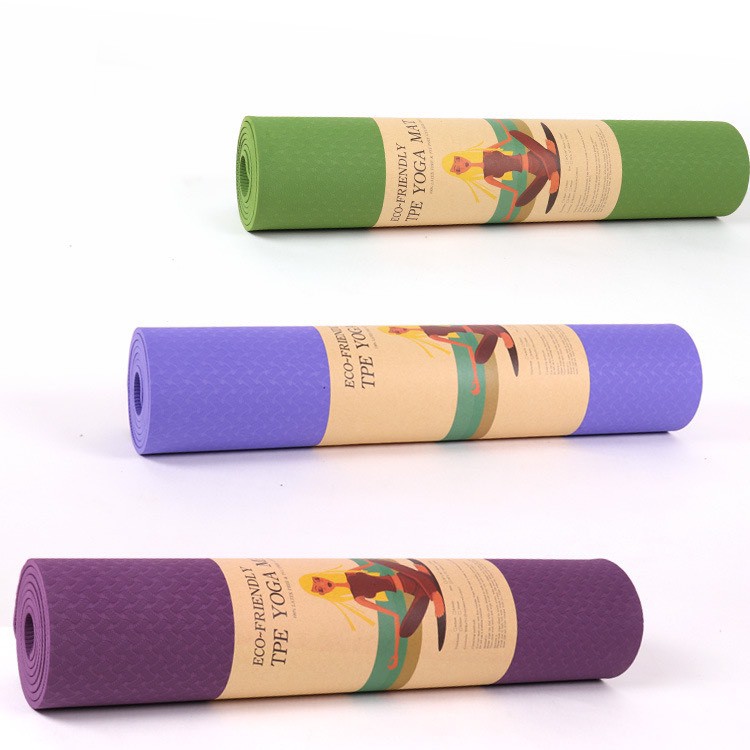 Thảm yoga thảm tập gym tại nhà chống trượt tpe 2 lớp 6-8 mm GADUVI