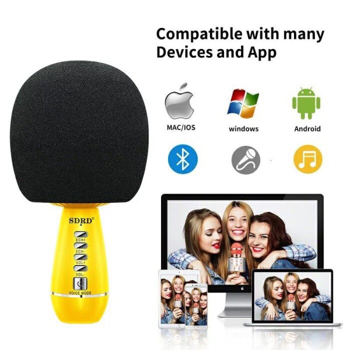 Mic Karaoke Không Dây Cầm Tay SDRD SD105 Hỗ Trợ Cổng Cắm Livestreaming, Ghi Âm, Hiệu Ứng Âm Thanh Sống Động