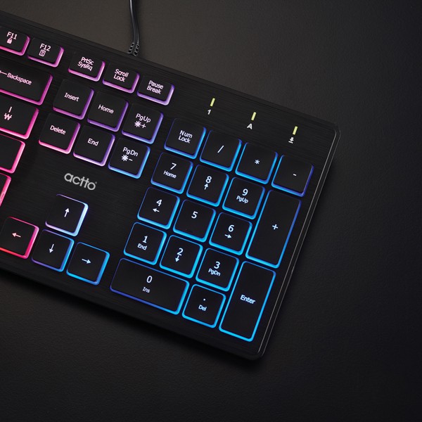 Bàn phím văn phòng đèn LED 7 màu - LED Keyboard Actto KBD-42 HÀNG NỘI ĐỊA HÀN QUỐC CHÍNH HÃNG | BigBuy360 - bigbuy360.vn