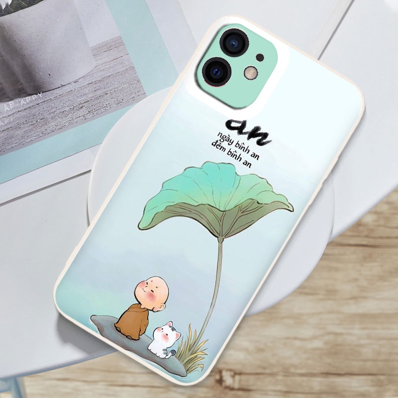 Ốp lưng iphone phong cảnh bình yên chú tiểu và sư thầy đáng yêu ốp iphone chống sốc x/xr/xs/6/6s/7/se2020/12promax