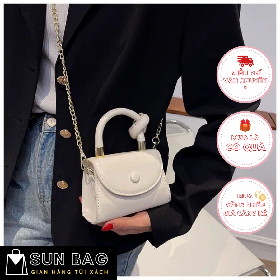 Túi xách Mini nữ đeo chéo, túi đi chơi, đi học SunBags, da đẹp cao cấp size 13cm SB261