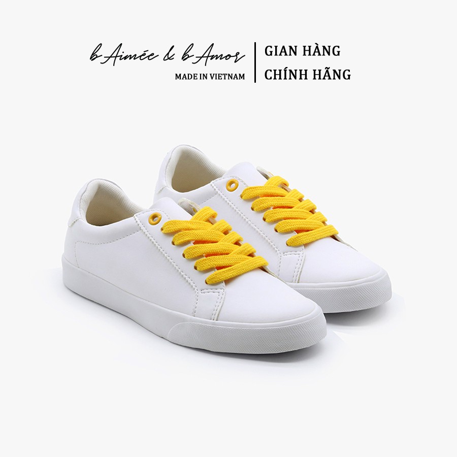 Giày Sneaker Nữ bAimée & bAmor Thể Thao Màu Trắng Cổ Thấp Đế Bằng Phong Cách Hàn Quốc Chính Hãng Đẹp Cao Cấp - MS978