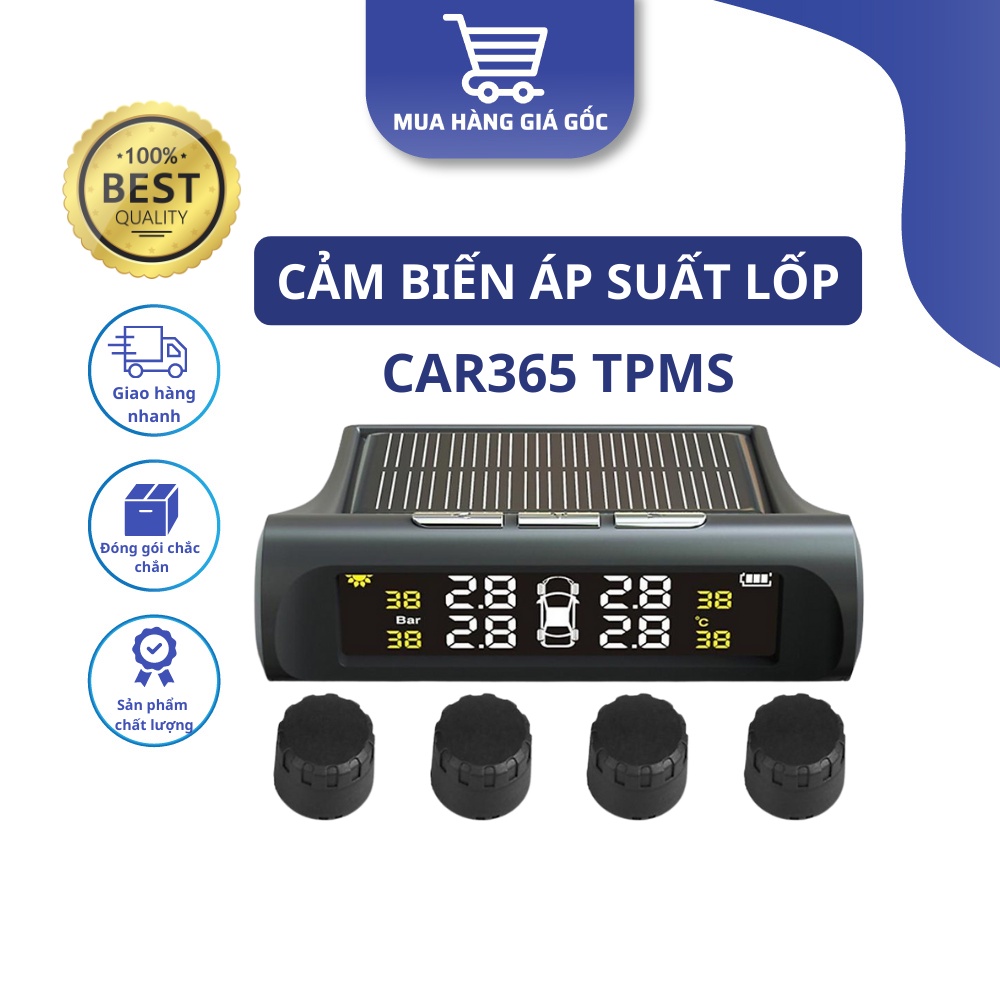 Cảm biến áp suất lốp ô tô CAR365 TPMS màn hình LCD van ngoài bản quốc tế cao cấp