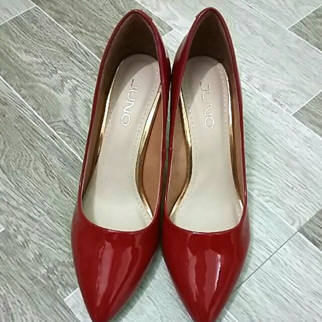 giầy cao gót JUNO da thật màu đỏ size 37