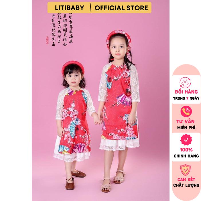 Áo dài phối ren LITIBABY size 6/10