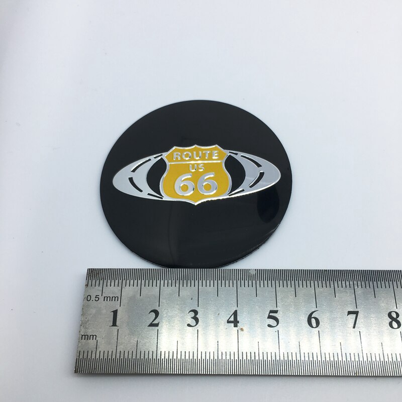 Bộ 4 Logo Dán Trang Trí Trục Bánh Xe 56.5mm Route 66 Cho Chevrolet Ford Cadillac