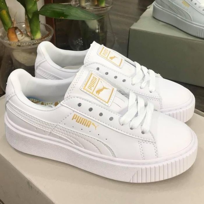 Giày thể thao Sneaker Puma nữ,Puma đế nâu da bóng,đen trắng, full trắng hottrend 2021