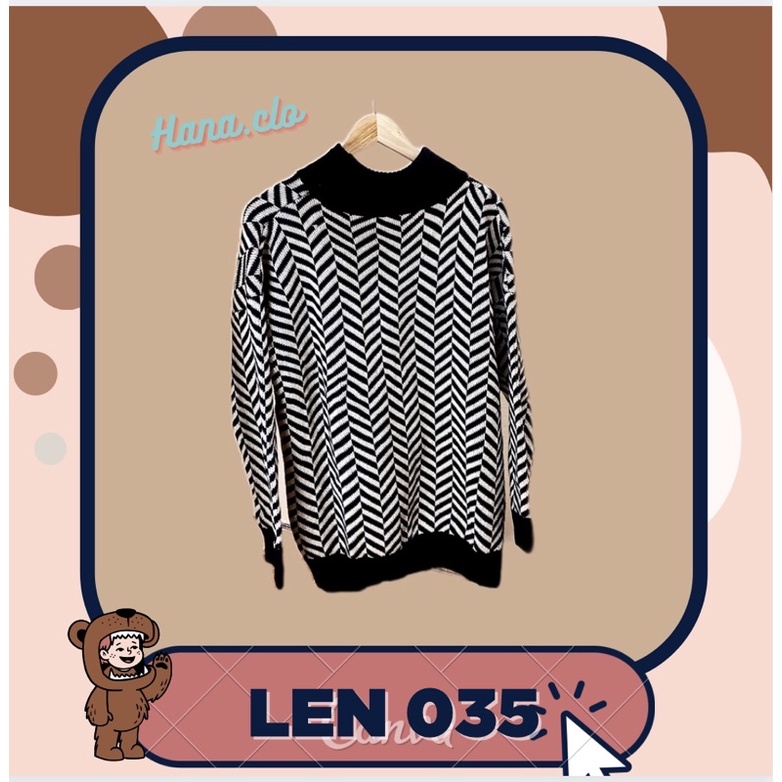 ÁO LEN HOẠ TIẾT ZICZẮC ĐEN TRẮNG DÁNG RỘNG