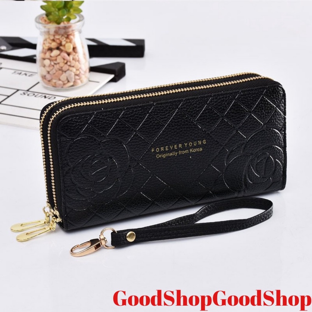 Ví nữ dài cầm tay 2 ngăn kéo NEW-0046 sang trọng, thiết kế hình bông hoa dễ thương, sành điệu, với nhiều ngăn tiện dụng