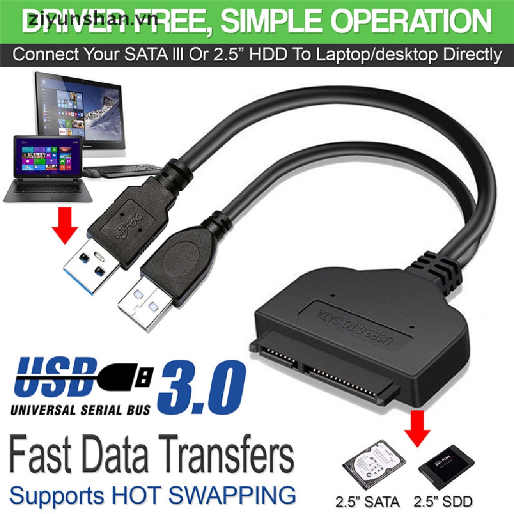 Cáp Chuyển Đổi USB 3.0 Sang SATA 22 Pin 2.5 Inch SSD Chuyên Dụng Cho Ổ Cứng