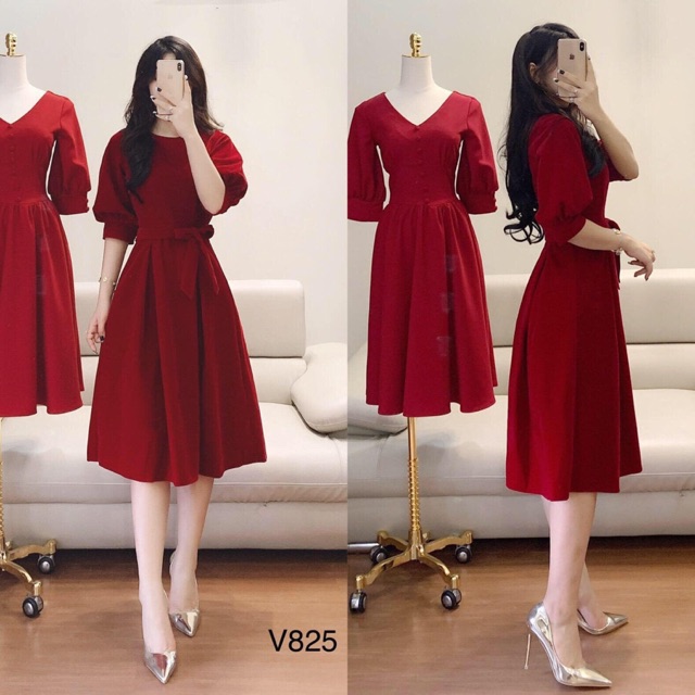 Váy Thiết Kế Nhung Đỏ