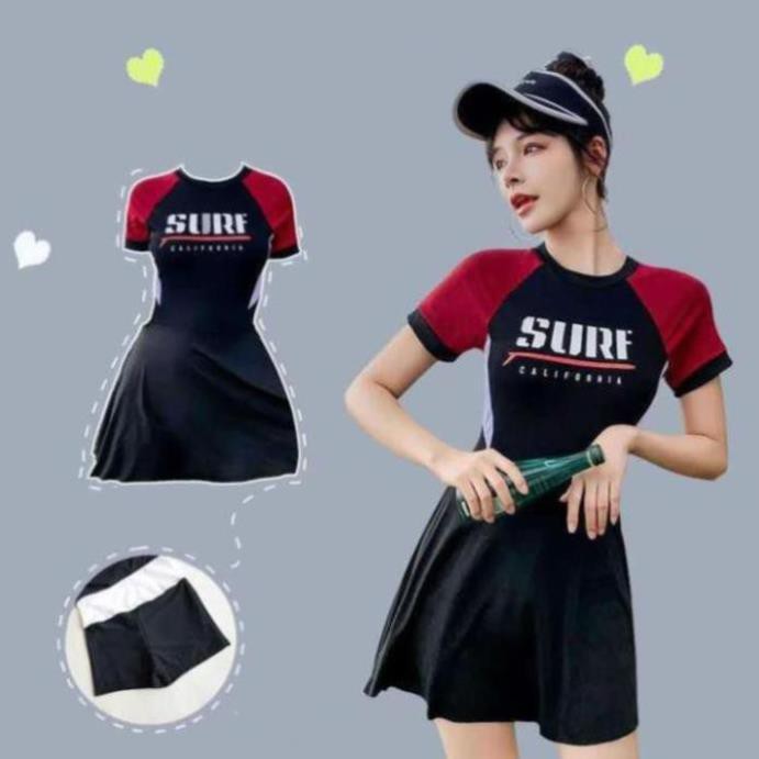 Bộ Đồ Bơi Nữ Một Mảnh, Tay Ngắn, Quần Váy Có Quần Boxer Bên Trong, An Toàn, Kín Đáo, Dễ Thương | BigBuy360 - bigbuy360.vn