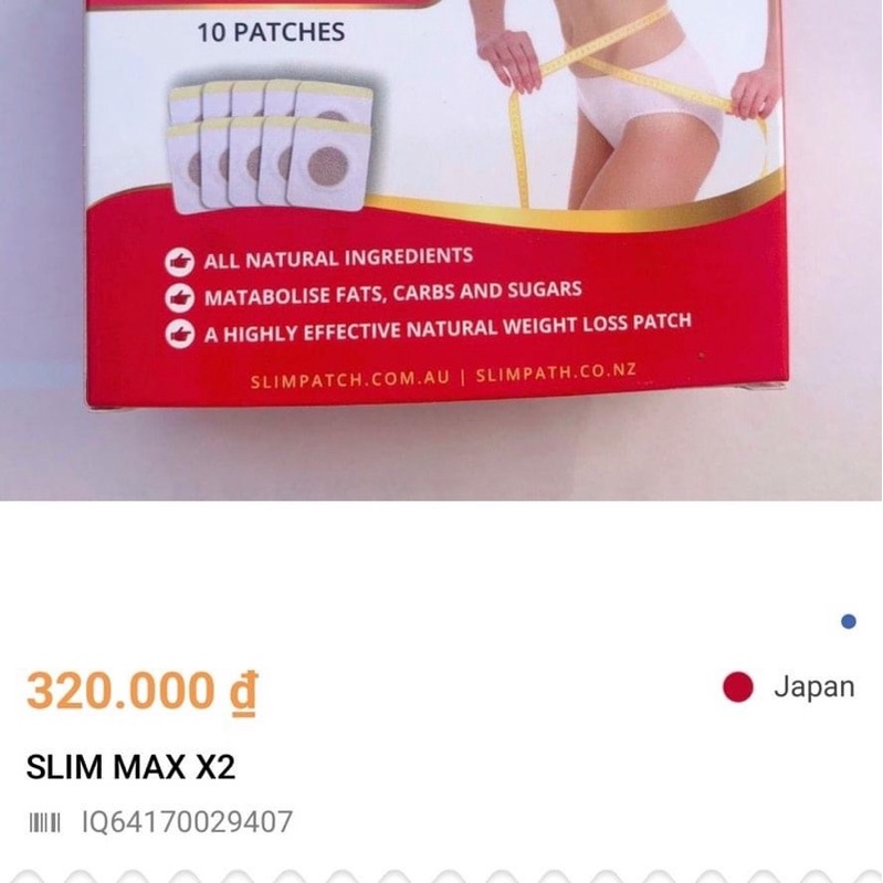 Miếng Dán Tan Mỡ Slim Max X2 ( hộp 10 miếng )