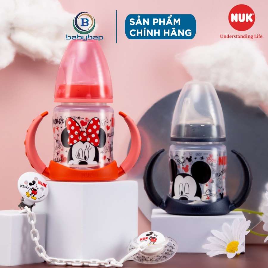 Bình Tập Uống NUK PP Mickey 150ml Đầu Hút Silicone Y Tế Mềm, Độ Bền Tốt
