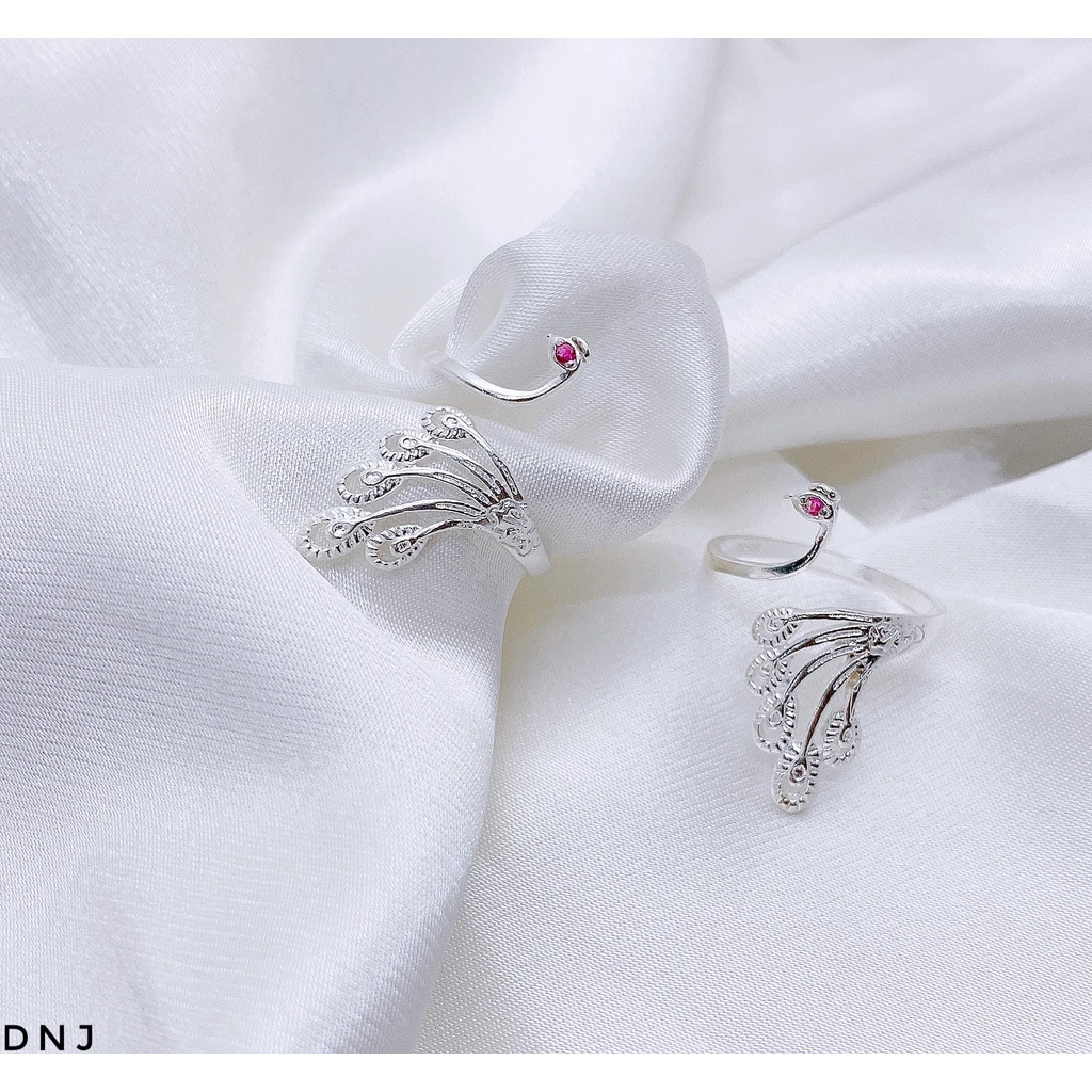 Nhẫn công bạc thật dạng hở siêu đẹp LINH MIU SILVER
