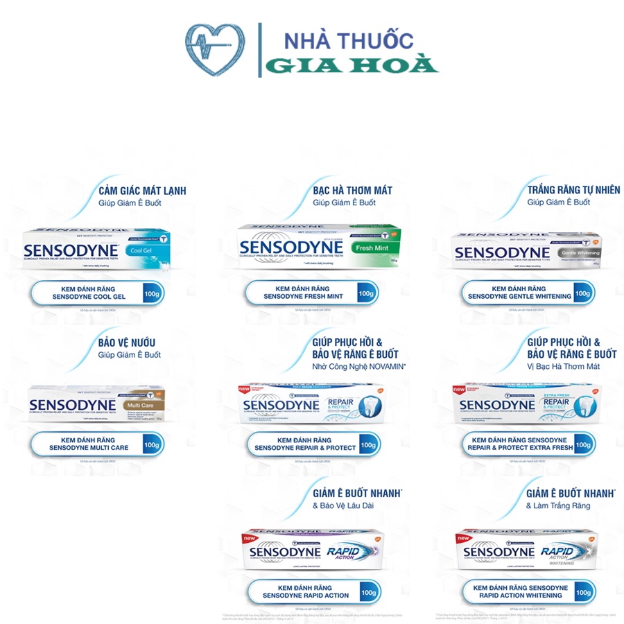 Kem đánh răng Sensodyne (CHÍNH HÃNG) giúp làm trắng răng, giúp răng chắc khỏe, giảm ê buốt, phục hồi và bảo vệ răng...