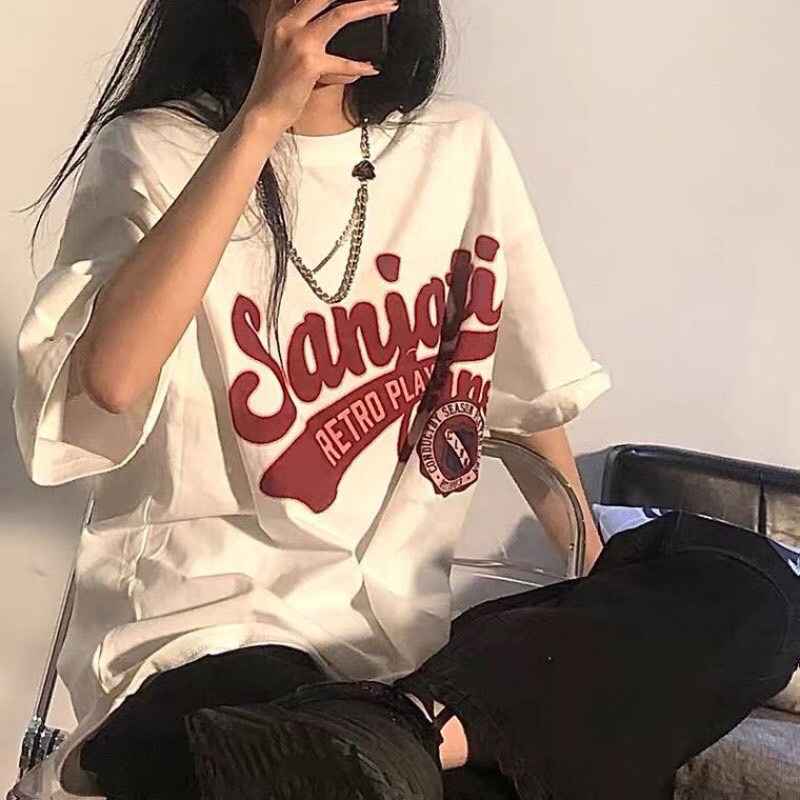 áo thun cotton tay lỡ dáng rộng unisex -Sangatj
