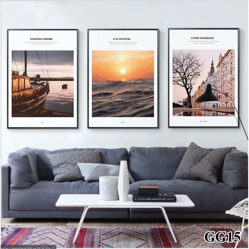 20 Bộ tranh dán tường 3 bức phong cách hiện đại - Tranh decor trang trí kèm băng dính xốp