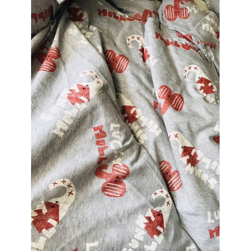 Vải thun cotton da cá Hàn 2c hình voi