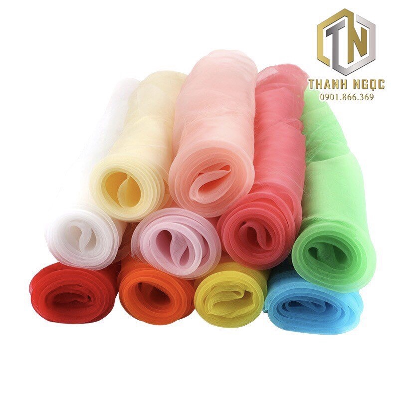 Vải Voan Oganza (khổ rộng 1m5) chuyên dùng may đầm, Scrunchies, Nơ ghế trang trí, hoa vải