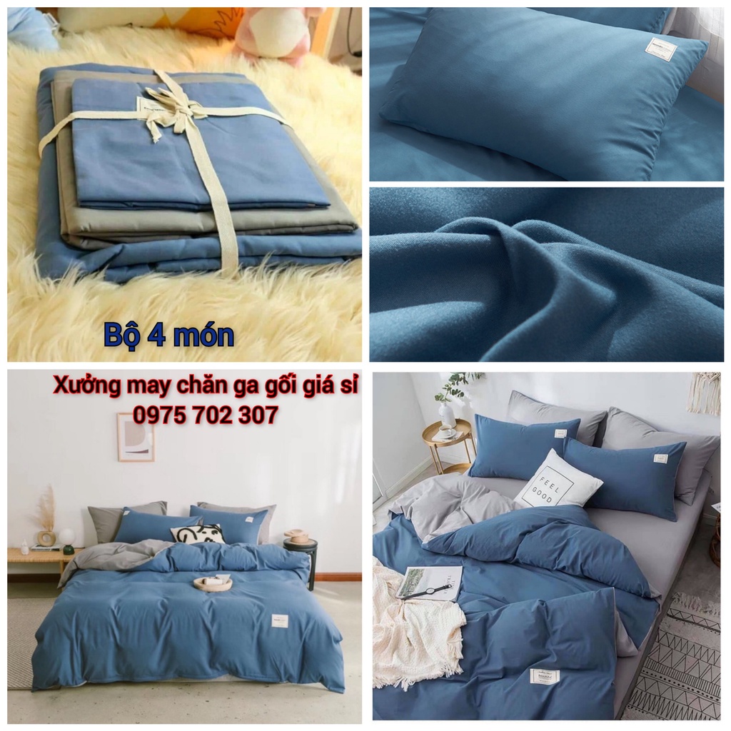 Bộ chăn ga gối Cotton tici 5 món, ra giường nhập khẩu cao cấp nhiều màu sắc, vải loại tốt không phai màu