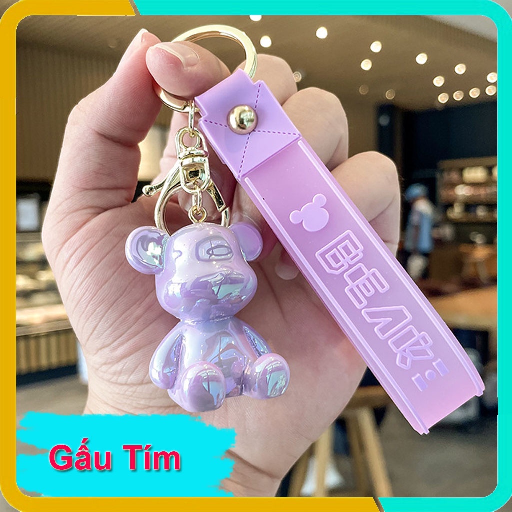Móc Khóa Gấu Hàn Quốc Dễ Thương, Mạ Điện Hình Búp Bê Cao Cấp,Treo Trên Balo, Túi Xách KB03