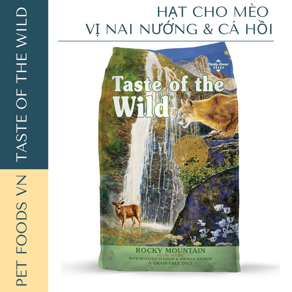 Hạt cho mèo TASTE OF THE WILD Rocky Mountain 6kg vị Nai Nướng &amp; Cá Hồi Xông Khói