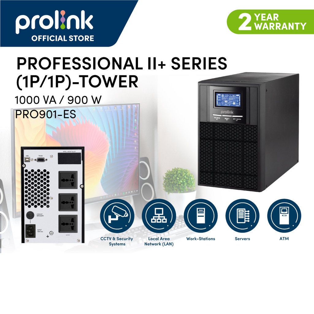 Bộ Lưu Điện UPS Prolink Online PRO901ES (1000VA/900W) - Bảo Hành 2 Năm