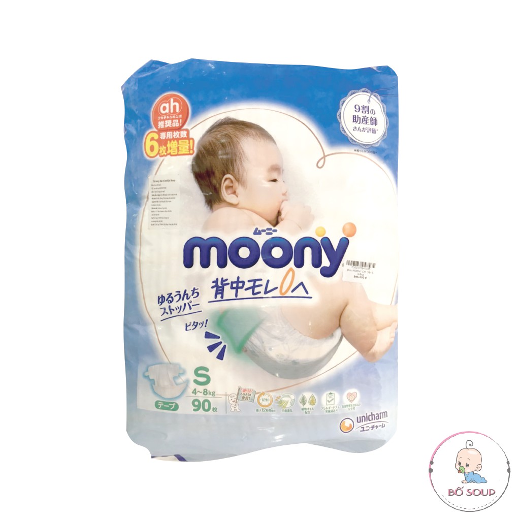 Bỉm Moony Cộng Miếng Nội Địa Chính Hãng, Bỉm Moony Dán/ Quần Đủ Size