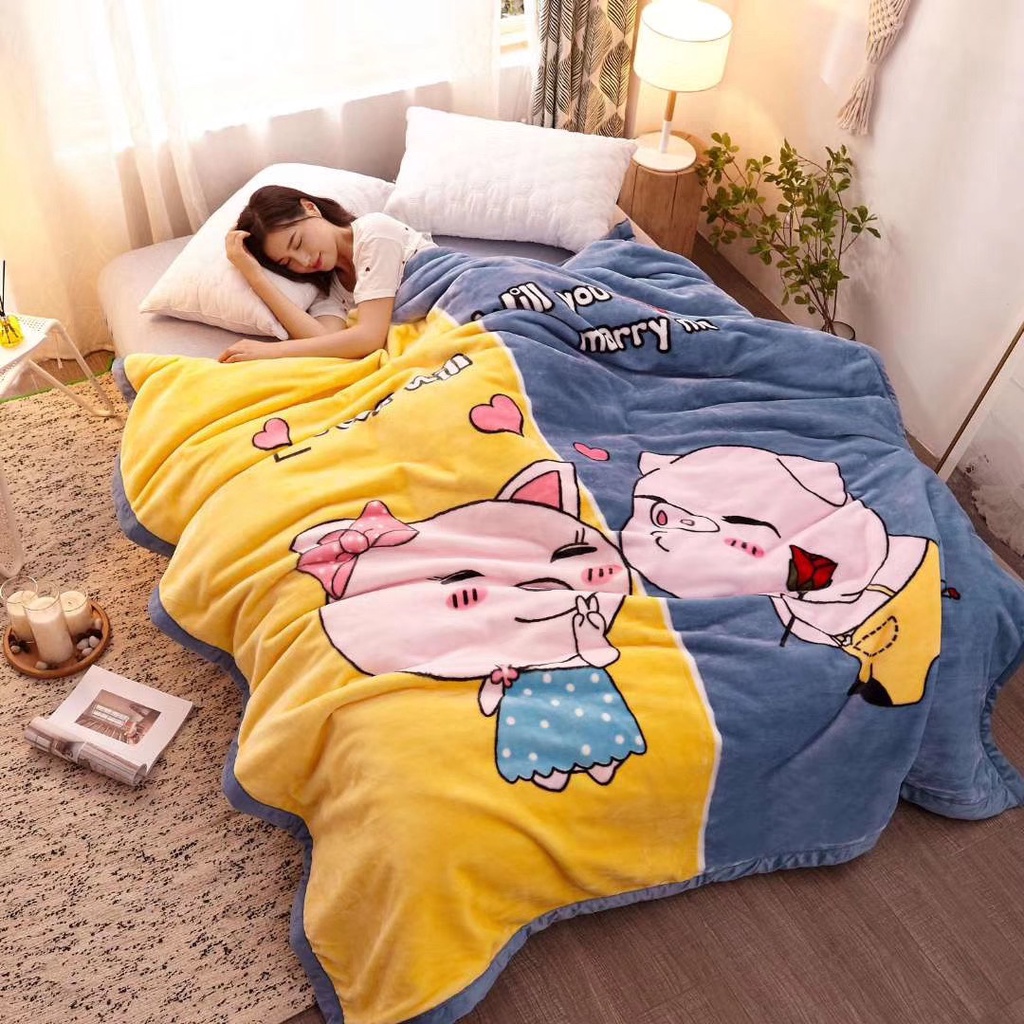 Chăn siêu tuyết nhung 3D đáng yêu dày dặn 3kg