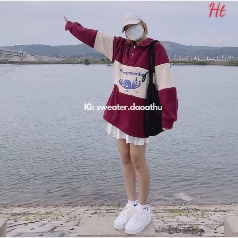 Áo polo dài tay nỉ đỏ Envii Ht