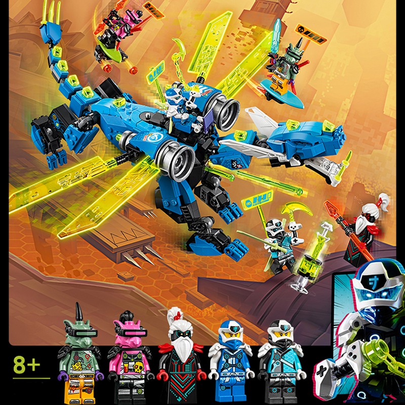 Đồ chơi lắp ráp Lari 11488 Ninjago Rồng máy xanh Jay Xếp Mô Hình Minifigures Ninja season phần 12 Nya Unagami