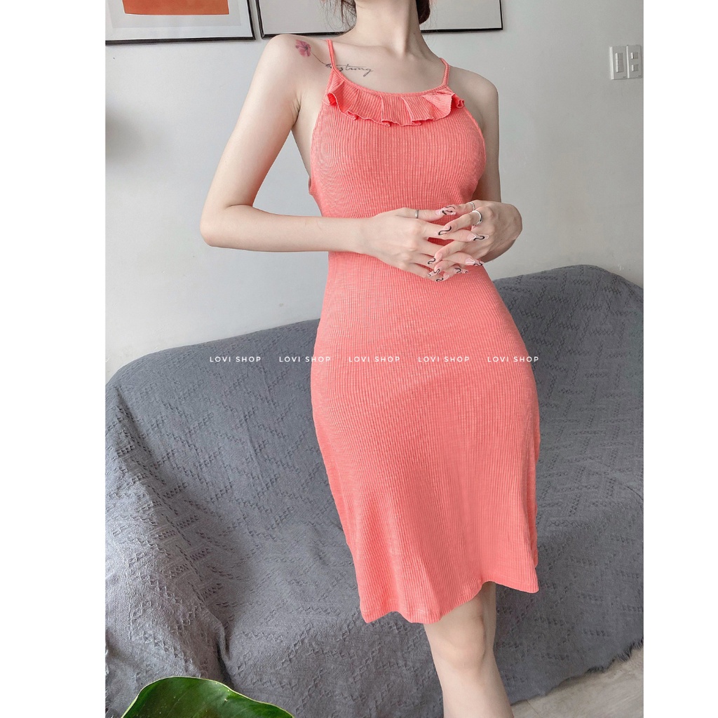 LOVI SHOP Đầm body sexy cổ bèo phong cách cực sang chảnh quyến rũ Lovi