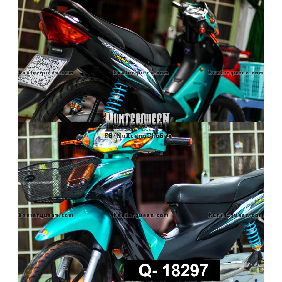 Tem rời xe Wave màu đen, tem xanh ngọc. Thay đổi màu sắc và chi tiết theo yêu cầu. Sắc nét, bền màu