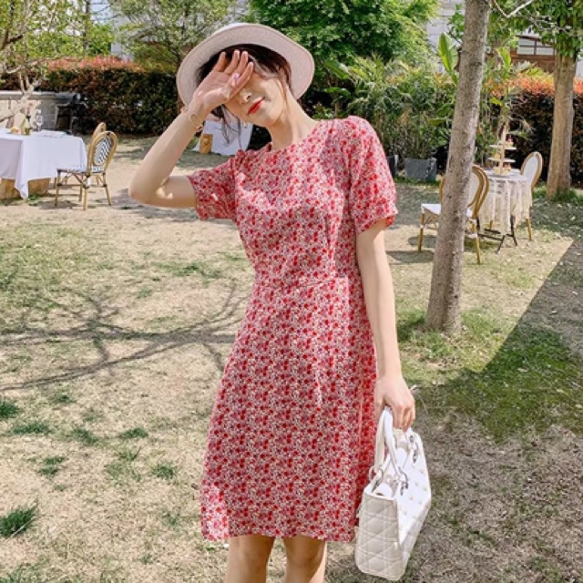 Váy hoa nhí vintage ngắn tay sắc màu🌸 VKE7012 Hàng Quảng Châu | BigBuy360 - bigbuy360.vn