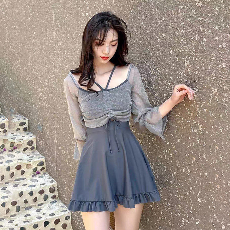 Đồ Bơi Màu Đen Váy 1 Mảnh Sexy Ren Đồ Đi Biển Nữ (Tay Dài Hoặc Ngắn Tay) | WebRaoVat - webraovat.net.vn