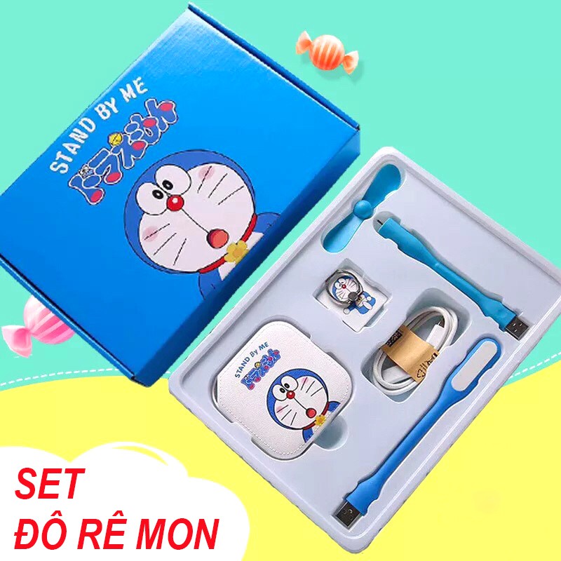 Sét Sạc Dự Phòng Hello Kitty- Đô rê mon- Hình Ảnh Hoạt Hình - Honey shop