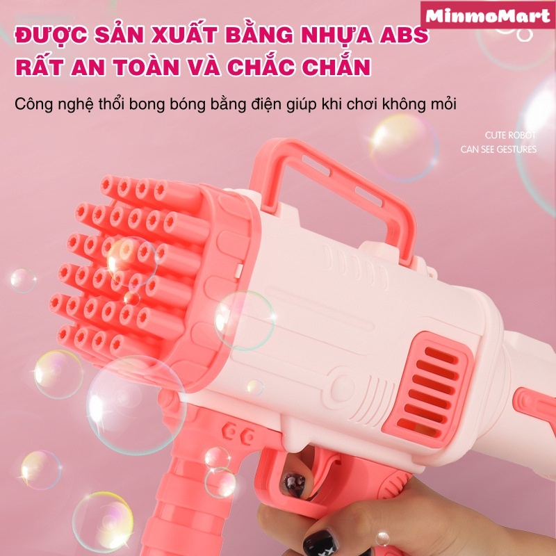 Súng bắn bong bóng xà phòng MinMo,súng phun bong bóng 32 nòng nhiều màu an toàn cho bé