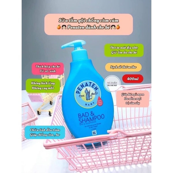 Sữa Tắm Gội Cho Bé PENATEN Chiết Xuất Tinh Dầu Tràm 400ml Của Đức