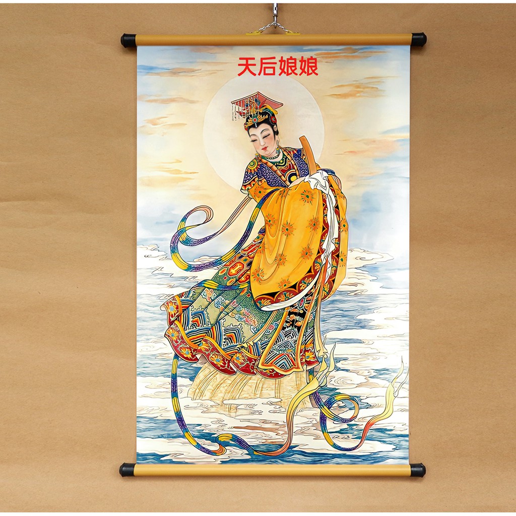 Tranh Thiên Hậu Thánh Mẫu 40x60cm treo tường cao cấp chất liệu vải phủ bóng dày dặn