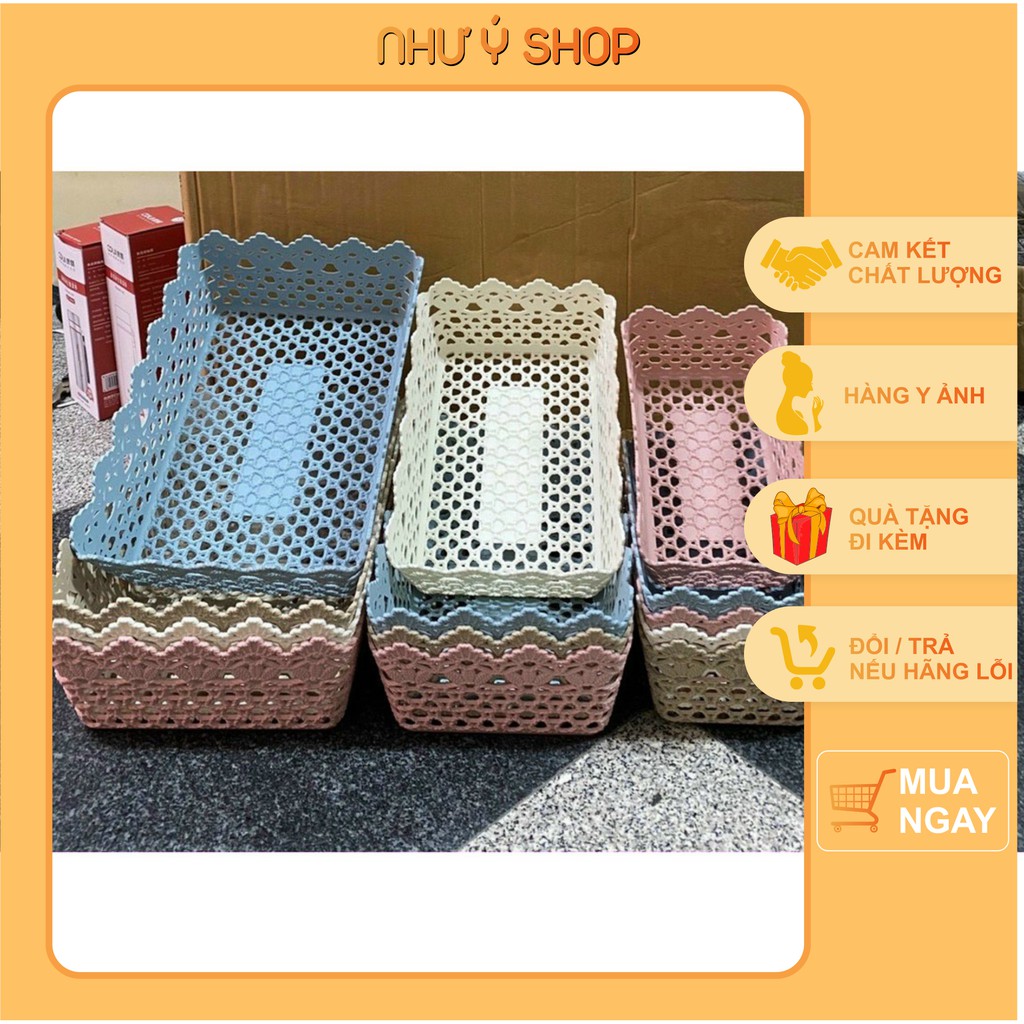 Rổ nhựa hoa hình vuông, tròn, chữ nhật đa năng, tiện lợi