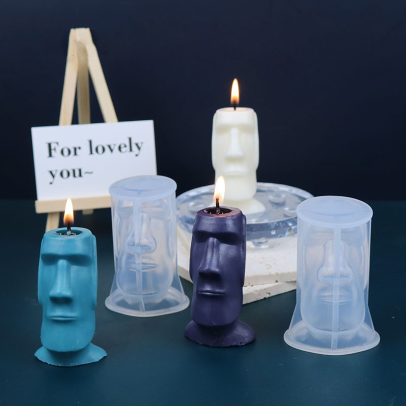 Khuôn Silicone Làm Nến Hình Mặt Người Trừu Tượng 3D