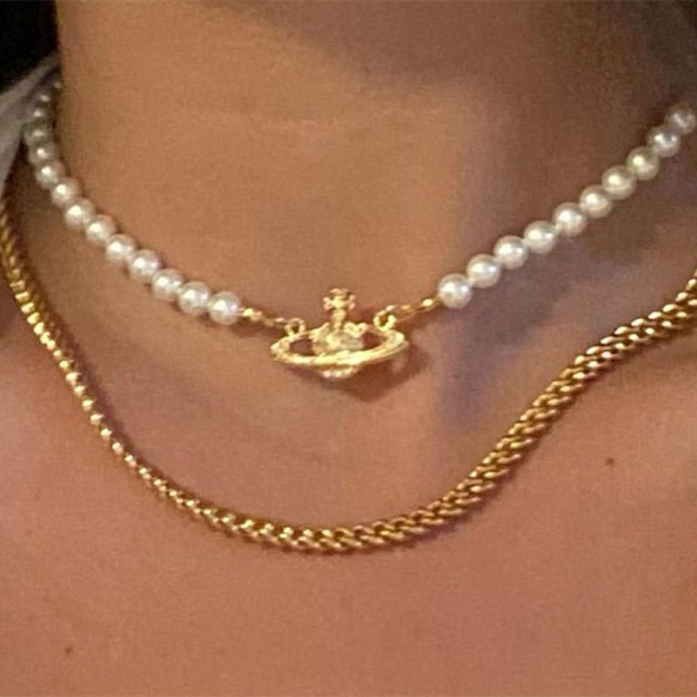 Vòng Cổ Choker Phối Ngọc Trai Nhân Tạo Thiết Kế Tinh Tế Thời Trang|Saturn / Nhiều Màu